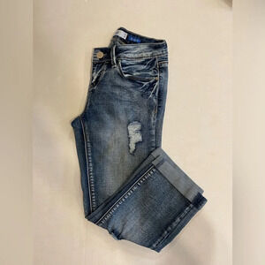 YMI Crops Distressed Cuffed Denim Jean Capri Size 3